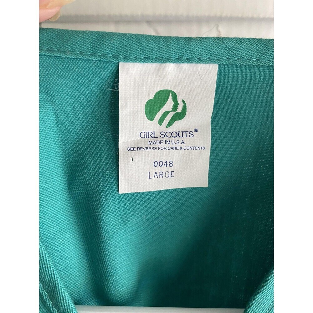 Vintage Girl Scouts Vest Girls Large Teal Green Uniform Patches Badges 90s - Picture 8 of 8
